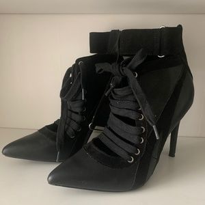 Black lace up booties